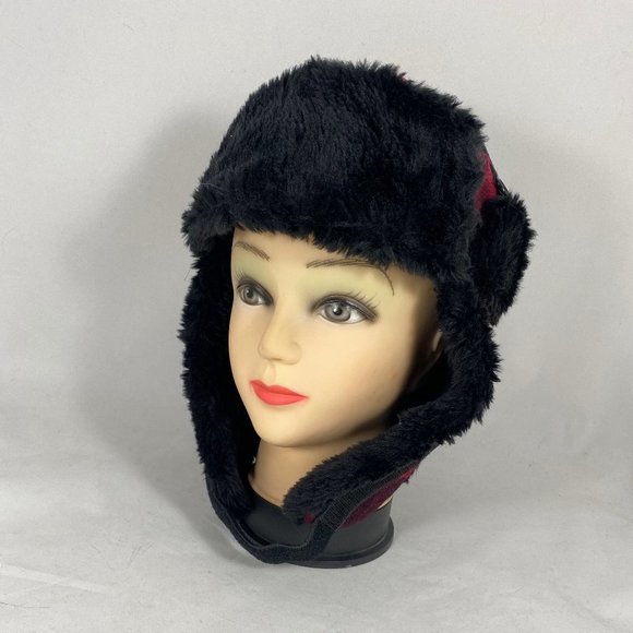 Scala Trapper Aviator Plaid Red & Black Hat NWT - Picture 2 of 8